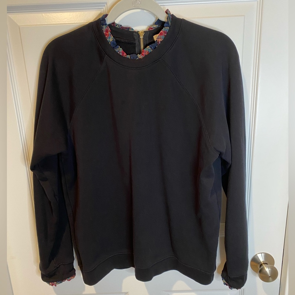 J. Crew Factory Plaid Trimmed Sweatshirt